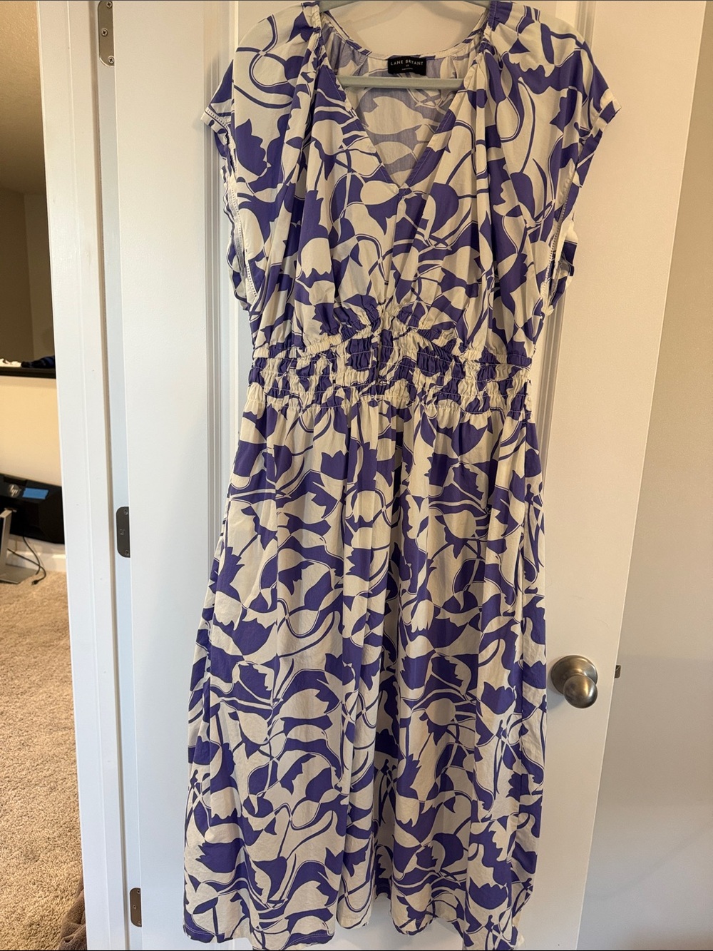 Lane Bryant White and Purple Floral Midi Dress